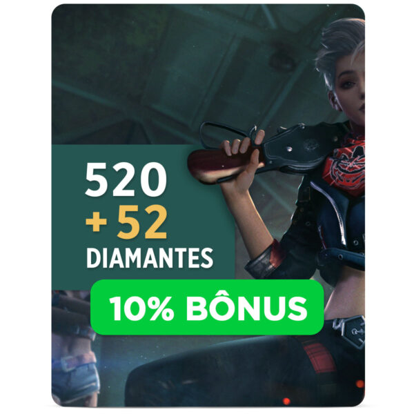 Free Fire - 520 Diamantes + 10% de Bônus - Código Digital